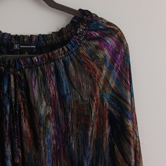 INC International Concepts Metallic Striped Sheer Top #1654 - Picture 3 of 6